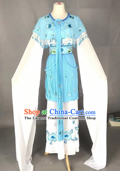 Chinese Traditional Beijing Opera Princess Blue Dress Peking Opera Diva Costumes for Adults