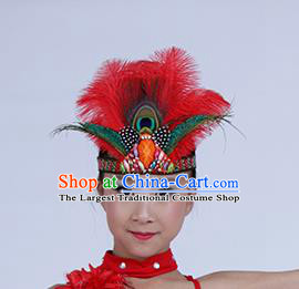 Top Halloween Red Feather Dance Hair Accessories Carnival Catwalks Hair Crown for Kids