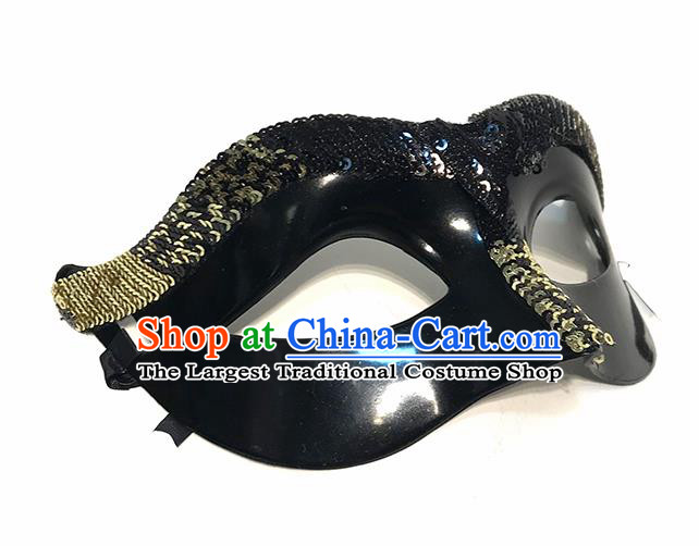 Top Halloween Cosplay Black Sequins Masks Brazilian Carnival Catwalks Fancy Dress Ball Face Mask for Men