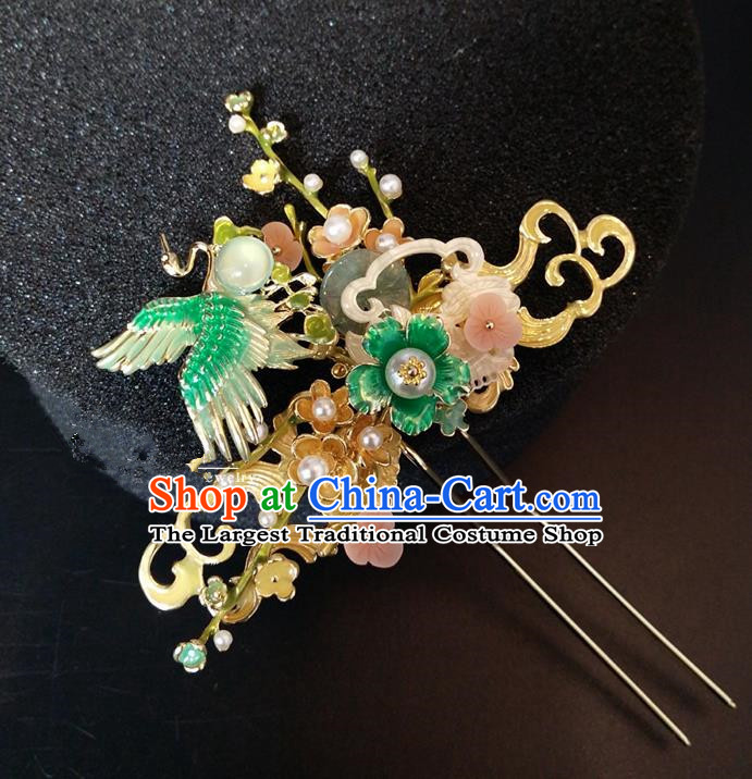 Top Chinese Traditional Hair Accessories Classical Wedding Crane Hairpins Headdress for Women