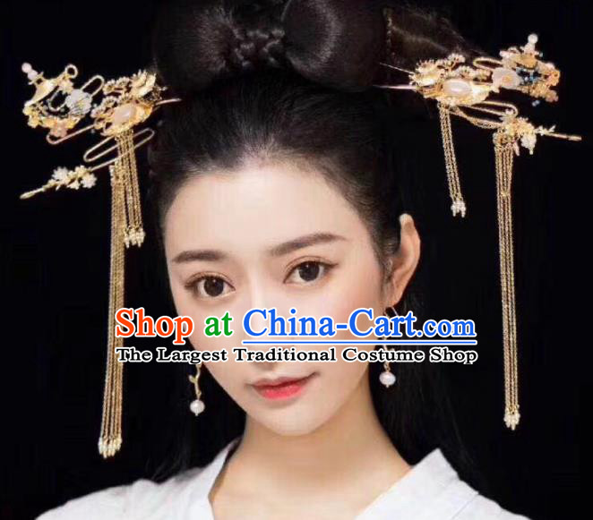 Top Chinese Traditional Wedding Hair Accessories Ancient Palace Tassel Step Shake Hairpins Complete Set for Women