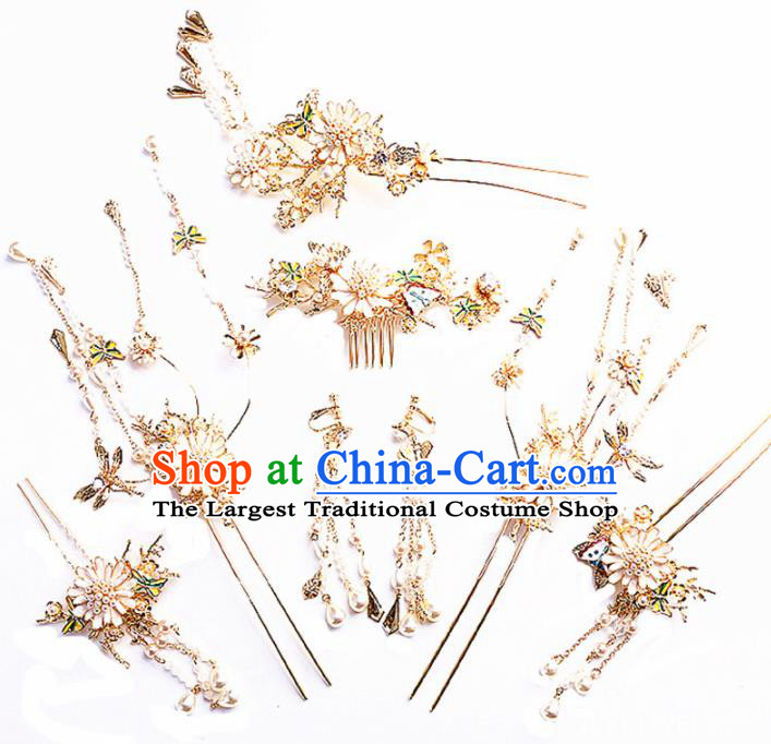 Top Chinese Traditional Wedding Hair Accessories Ancient Palace Hair Clips Hairpins Complete Set for Women