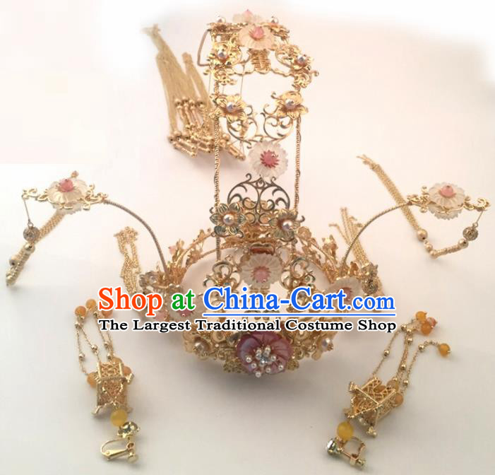 Top Chinese Traditional Hair Accessories Ancient Wedding Phoenix Coronet Palace Hairpins Complete Set for Women