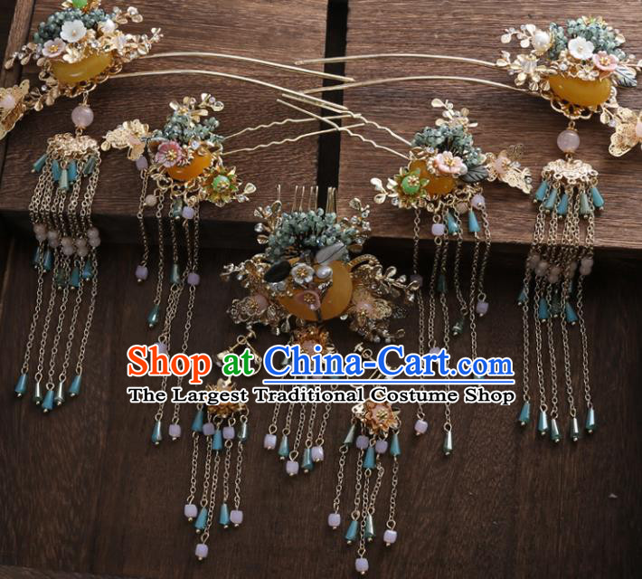 Top Chinese Ancient Traditional Wedding Hair Accessories Hair Combs Hairpins Complete Set for Women