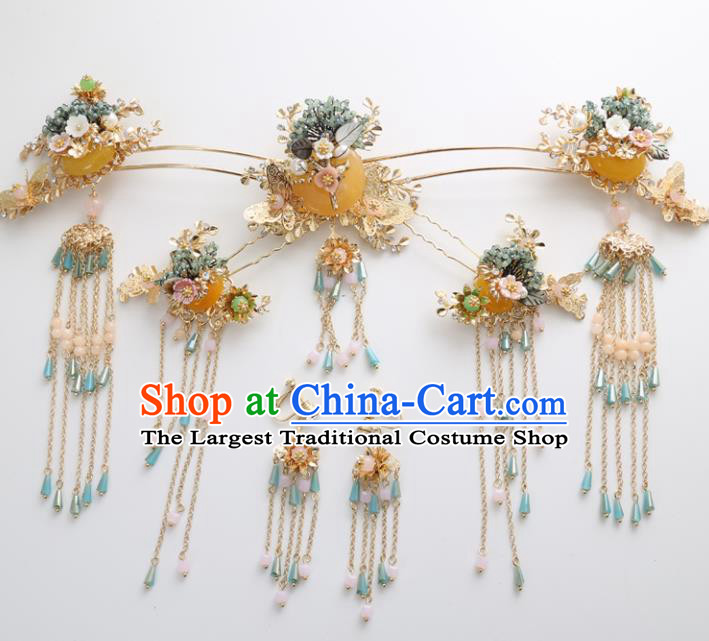 Top Chinese Ancient Traditional Wedding Hair Accessories Hair Combs Hairpins Complete Set for Women