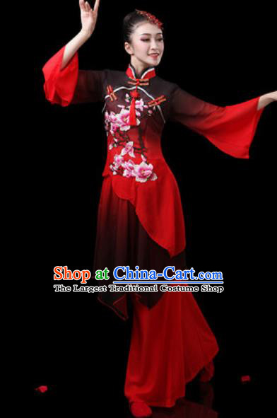 Chinese Traditional Classical Dance Costumes Fan Dance Group Dance Umbrella Dance Red Dress for Women