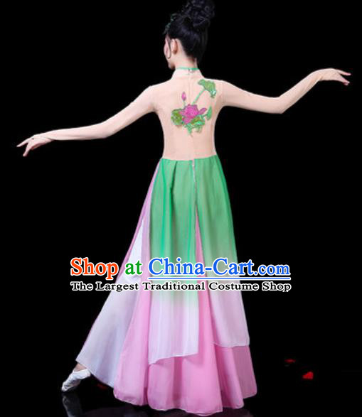 Chinese Classical Dance Costumes Traditional Umbrella Dance Lotus Dance Dress for Women