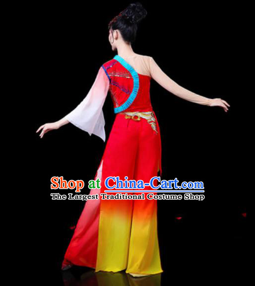 Chinese Traditional Folk Dance Yangko Dance Costumes Fan Dance Drum Dance Red Clothing for Women