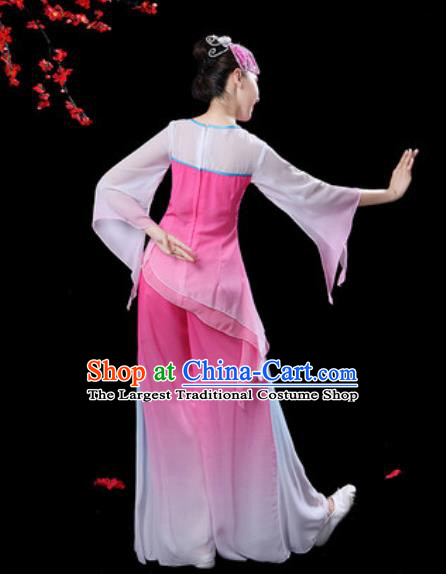 Traditional Chinese Folk Dance Pink Costumes Fan Dance Yangko Dance Clothing for Women