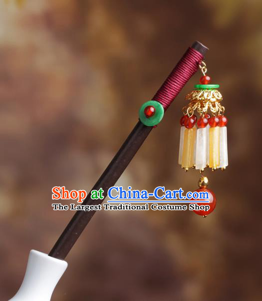 Chinese Traditional Hair Accessories Jade Tassel Hair Clip National Hanfu Hairpins for Women