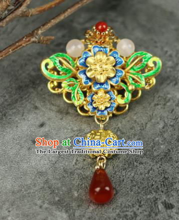 Chinese Traditional Blueing Butterfly Brooch Traditional Classical Hanfu Jewelry Accessories for Women