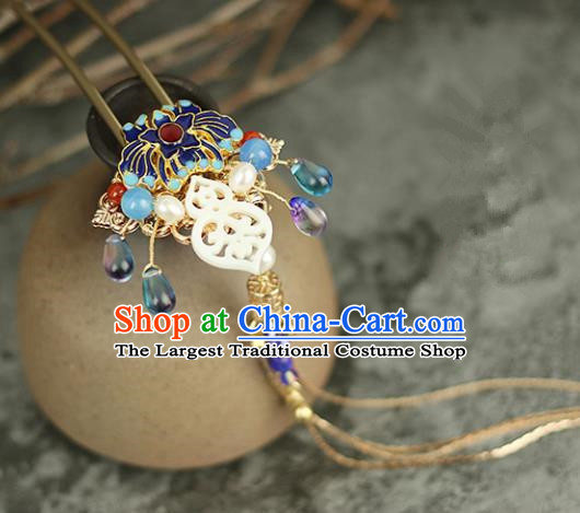 Handmade Chinese Traditional Cloisonne Tassel Hairpins Traditional Classical Hanfu Hair Accessories for Women