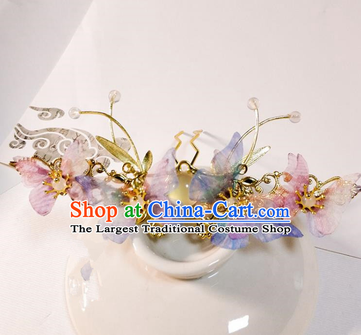 Handmade Chinese Traditional Silk Butterfly Hairpins Ancient Classical Hanfu Hair Accessories for Women