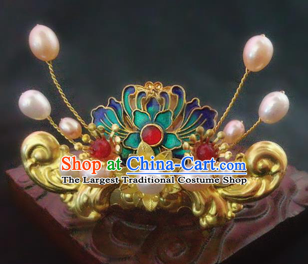 Chinese Ancient Traditional Hanfu Blueing Hair Comb Handmade Classical Hair Accessories for Women