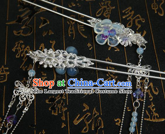 Chinese Ancient Traditional Hanfu Hairpins Tassel Step Shake Handmade Classical Hair Accessories for Women