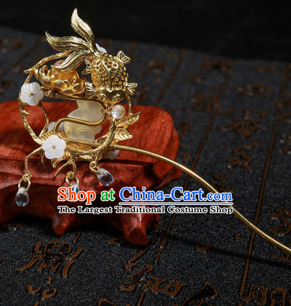Chinese Ancient Traditional Hanfu Jade Rabbit Hairpins Handmade Classical Hair Accessories for Women