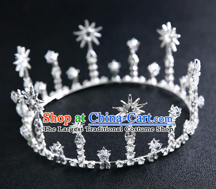 Handmade Top Grade Hair Accessories Baroque Crystal Round Royal Crown for Women