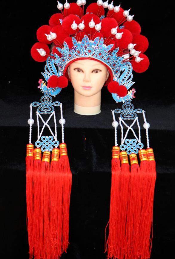 Chinese Traditional Peking Opera Actress Bride Red Phoenix Coronet Beijing Opera Princess Chaplet Hats for Women