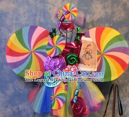 Halloween Cosplay Stage Show Candy Costumes Brazilian Carnival Parade Dress and Headwear for Women
