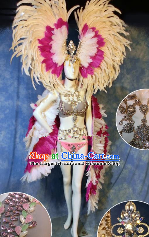 Halloween Catwalks Stage Show Feather Costumes Brazilian Carnival Parade Samba Clothing and Headwear for Women
