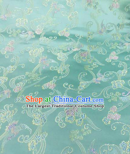 Asian Chinese Traditional Pattern Design Green Brocade Silk Fabric Chinese Material