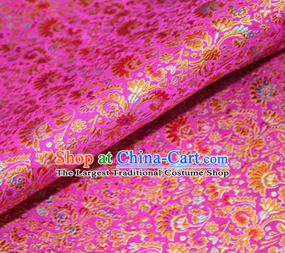 Asian Chinese Tang Suit Material Traditional Cockscomb Pattern Design Pink Satin Brocade Silk Fabric
