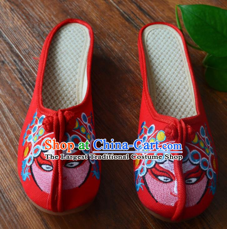 Chinese Traditional Hanfu Shoes Ancient Princess Shoes Embroidered Red Slippers for Women