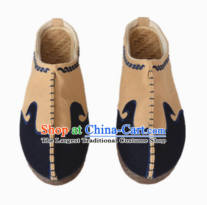 Chinese Traditional Martial Arts Shoes Ancient Shoes Khaki Linen Shoes for Men