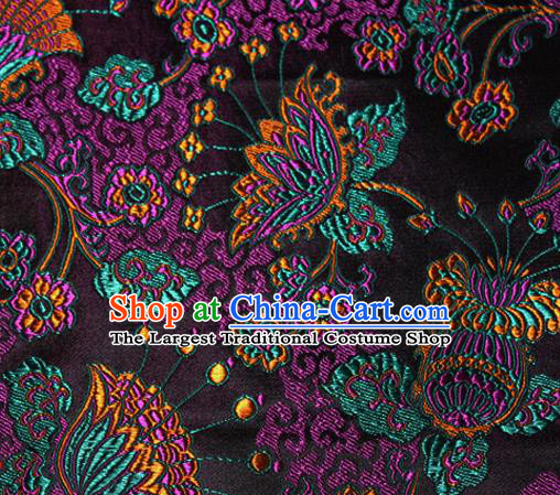 Asian Chinese Tang Suit Black Brocade Material Traditional Palace Pattern Design Satin Silk Fabric