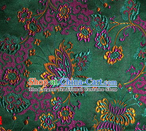Asian Chinese Tang Suit Green Brocade Material Traditional Palace Pattern Design Satin Silk Fabric