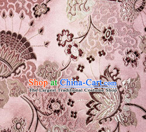 Asian Chinese Tang Suit Pink Brocade Material Traditional Palace Pattern Design Satin Silk Fabric