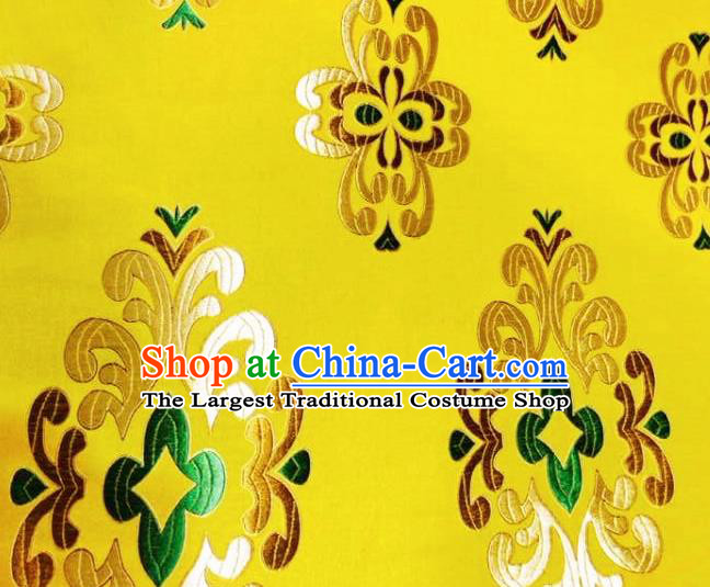 Asian Chinese Tang Suit Yellow Brocade Material Traditional Palace Pattern Design Satin Silk Fabric