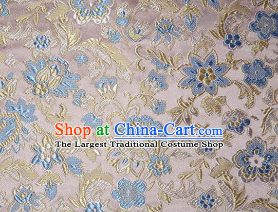 Asian Chinese Tang Suit Silk Fabric Pink Brocade Traditional Flowers Pattern Design Satin Material