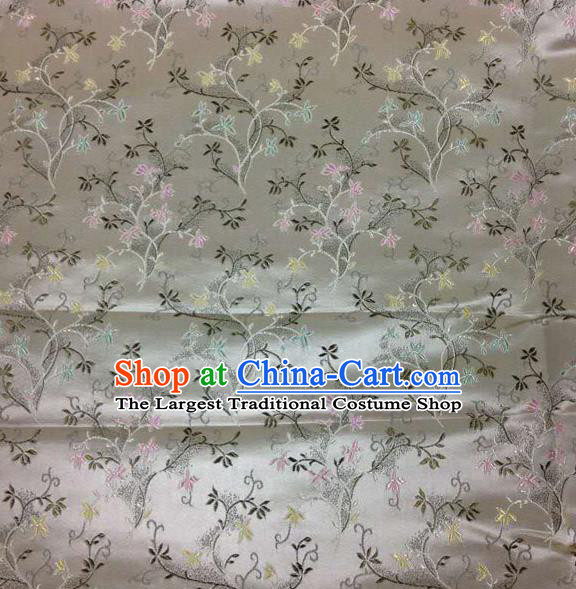 Asian Chinese Tang Suit Brocade Grey Silk Fabric Traditional Royal Pattern Design Satin Material