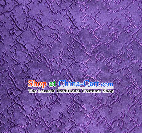 Asian Chinese Tang Suit Silk Fabric Brocade Traditional Pattern Design Purple Satin Material