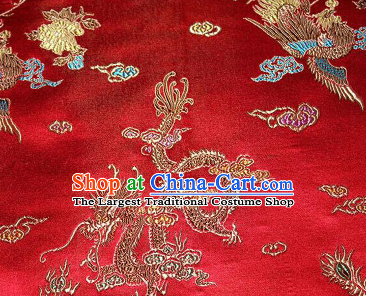 Asian Chinese Tang Suit Brocade Silk Fabric Traditional Dragon Pattern Design Satin Material