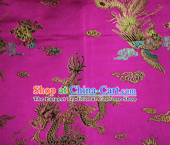 Asian Chinese Tang Suit Rosy Brocade Silk Fabric Traditional Dragon Pattern Design Satin Material
