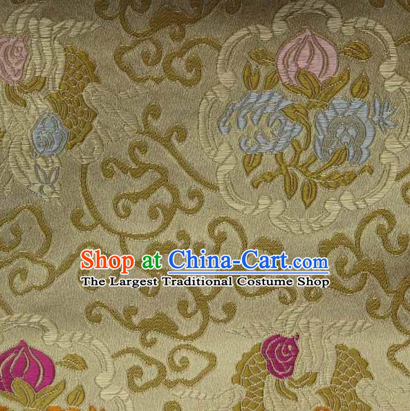 Asian Traditional Pattern Design Golden Satin Material Chinese Tang Suit Brocade Silk Fabric