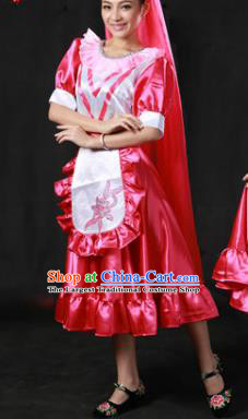 Chinese Traditional Tatar Nationality Classical Dance Costumes Group Dance Stage Performance Dress for Women