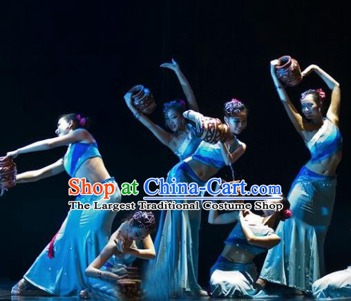 Chinese Traditional Folk Dance Group Dance Stage Performance Costumes Peacock Dance Dress for Women
