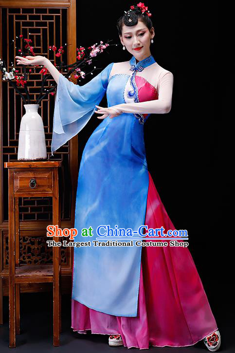 Chinese Traditional Classical Dance Costumes Umbrella Dance Group Dance Dress for Women