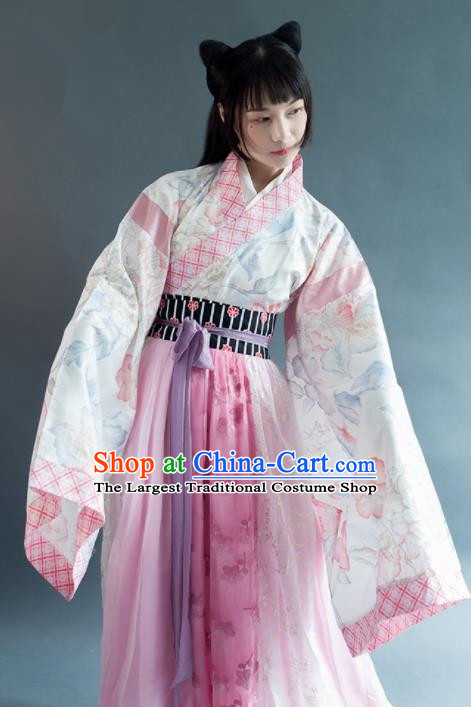 Chinese Traditional Jin Dynasty Young Lady Historical Costumes Ancient Princess Hanfu Dress for Women