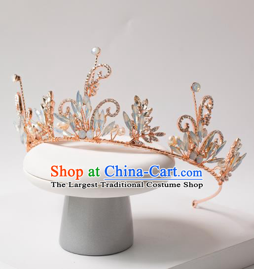Top Grade Handmade Wedding Princess Hair Accessories Bride Opal Royal Crown Headwear for Women