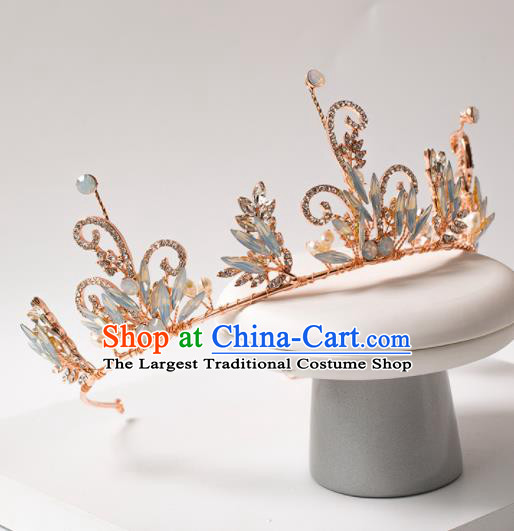Top Grade Handmade Wedding Princess Hair Accessories Bride Opal Royal Crown Headwear for Women