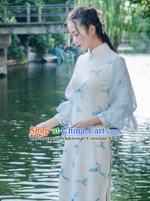 Chinese Traditional Costumes National Qipao Dress Wool Cheongsam for Women