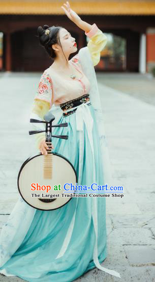 Chinese Tang Dynasty Court Maid Historical Costumes Ancient Peri Traditional Dance Hanfu Dress for Women