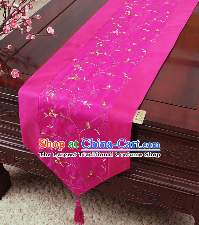 Chinese Traditional Handmade Table Cover Cloth Classical Household Ornament Rosy Brocade Table Flag
