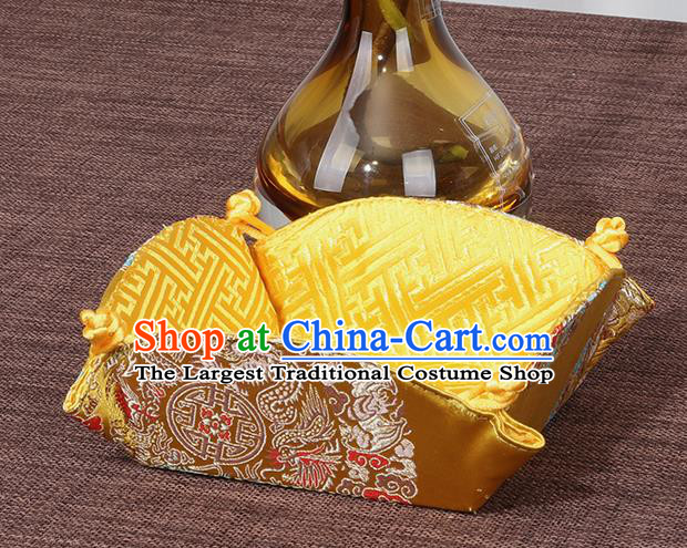 Chinese Traditional Household Accessories Classical Dragon Pattern Golden Brocade Storage Box Candy Tray
