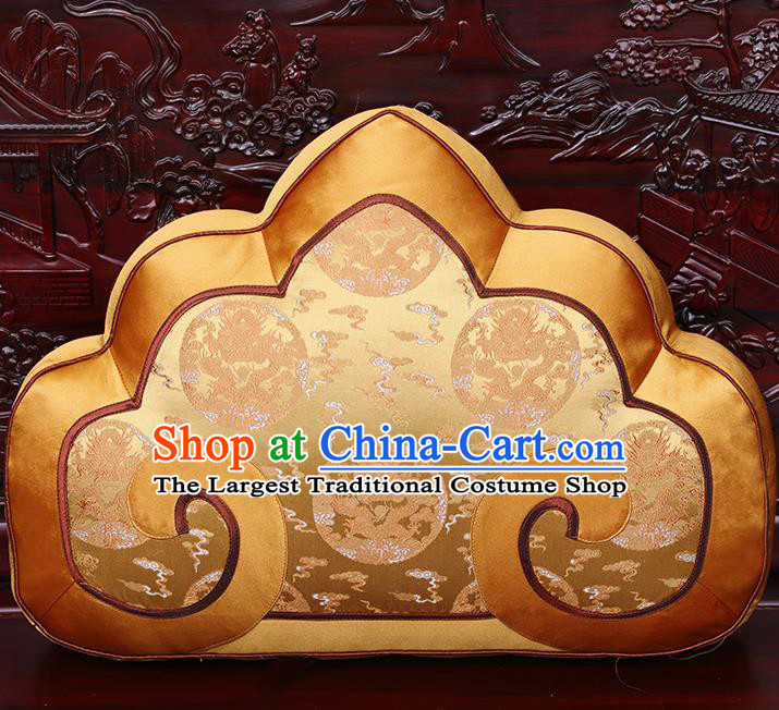 Chinese Traditional Arhat Bed Bronze Brocade Back Cushion Cover Classical Household Ornament