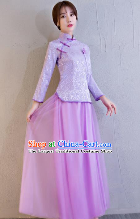 Chinese Traditional Bride Purple Xiuhe Suits Ancient Handmade Wedding Costumes for Women